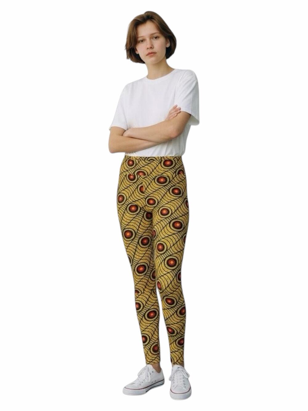 Lularoe Printed Leggings Yellow Multi Color One Size 2-10